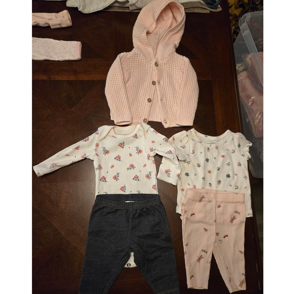 Carters Just One‎ You Baby Girls 5pc Outfit Set Pink Floral Cardigan Newborn NB
